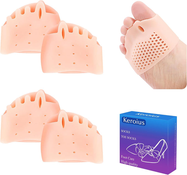 2 Pair Gel Metatarsal Cushion Pads, Soft Gel Foot Pads for Mortons Neuroma, Blisters, Diabetic Feet, Pain Relief