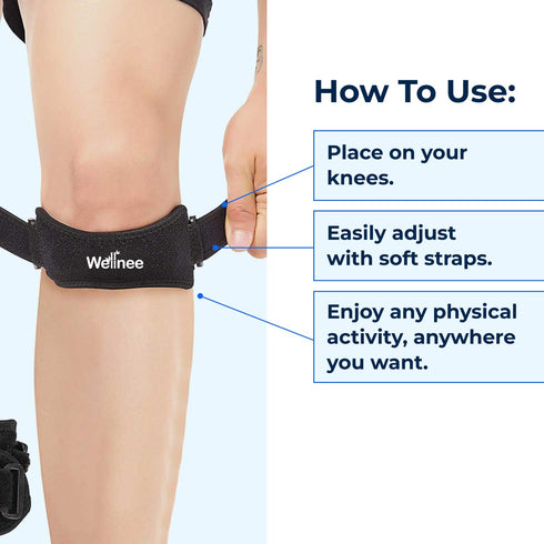 Patella Knee Strap, Adjustable Knee Brace for Support in Running, Basketball, Volleyball, Hiking, One Size Fits Most