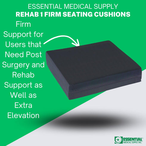 1 18" 16" 2" Essential Medical Supply Rehab Foam Seat Cushion - Denser Cushion for Office Chairs, Wheelchairs, and More