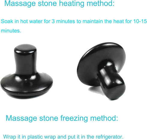 2 Pcs Mushroom Shaped Massage Stones, Natural Bian Stone Hot Rock for Spa Massage (2-L, Black)