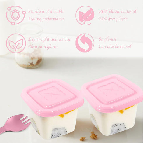 Wuqoioo 100 Pack 12 Oz Dessert Cups, Yogurt Parfait Cups With Lids Plastic Cups With Lids Square Cake Containers