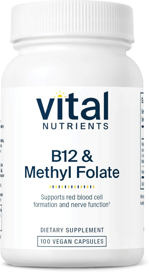 Vital Nutrients Vitamin B12 & Methyl Folate, Vegan Supplement, 100 Capsules