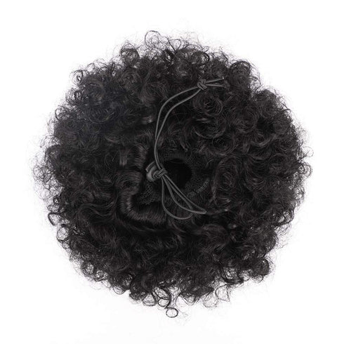 Yinmei Baibian Afro Puff Drawstring Ponytail, Kinky Curly Bun Hair Extensions for Black Women Girls (1B)