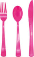 150 Pack Hot Pink Silverware, Hot Pink Plastic Cutlery, 50 Forks, 50 Knives, 50 Spoons for Birthday Bachelorette Wedding