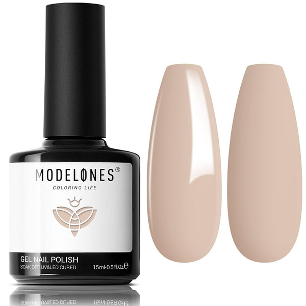 modelones Gel Nail Polish, 15ML Neutral Nude Soak Off LED Skin Tone Tan Color Nail Gel Polish for Home Manicure