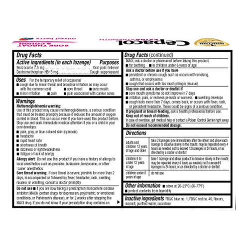 Cepacol Extra Strength Sore Throat & Cough Relief Lozenges, 16 Count, Mixed Berry Flavor, Pack of 4