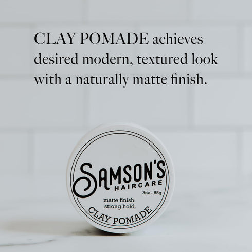 SAMSON'S HAIRCARE Matte Finish Clay Pomade - 3 oz Lightweight, Medium Hold, Water-based Hair Nourishing