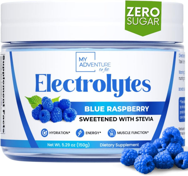 Zero Sugar Blue Raspberry Electrolytes Powder, Refreshing Hydration, 37 Servings, Vegan & Keto Friendly