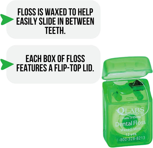 24 Boxes of Bulk Dental Floss - Mini Dental Floss Mint Waxed for Adults, Each 12 Yards / 36 Feet