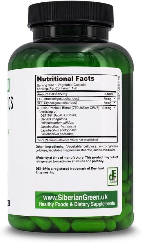 6 Super Probiotics, 120 Capsules, Traditional Formula with Bifido & Lacto Acidophilus for Digestion