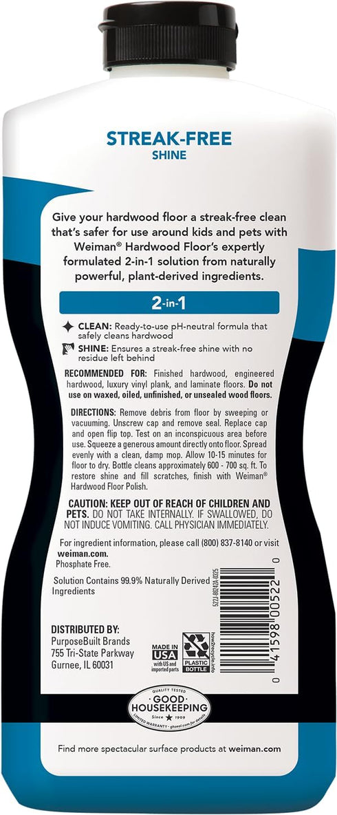 Weiman Gallon Hardwood Floor Cleaner with Refillable Squeeze Bottle - Perfect for Finished Wood