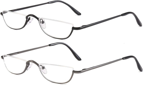 Half Frame Reading Glasses, Spring Hinge Half Moon Readers for Men and Women