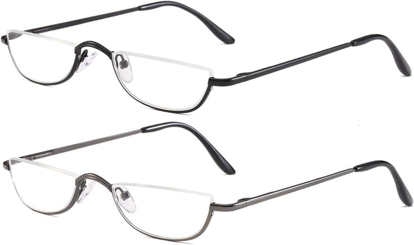 Half Frame Reading Glasses, Spring Hinge Half Moon Readers for Men and Women