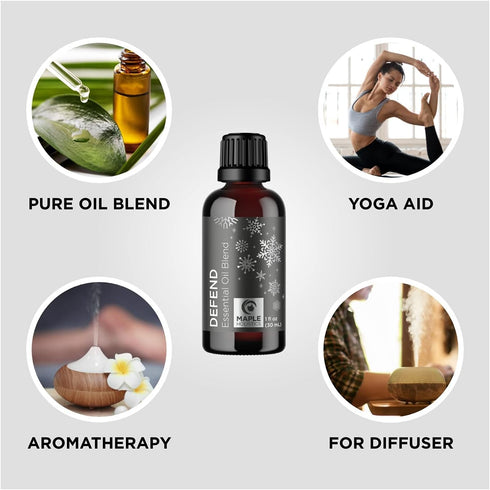 Set Maple Holistics Essential Oils - Day and Night Essential Oil Blends for Diffuser with Protect Defend and Chill