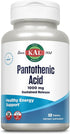 KAL Pantothenic Acid 1000mg, Sustained Release Vitamin B5, 100 Tablets, 60-Day Guarantee