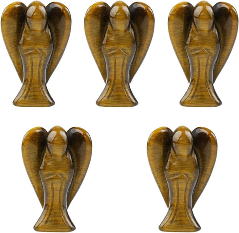 mookaitedecor Set of 5 Assorted Crystal Angel Figurines, 1.5 inch Mini Guardian Angel Statue for Home Decoration