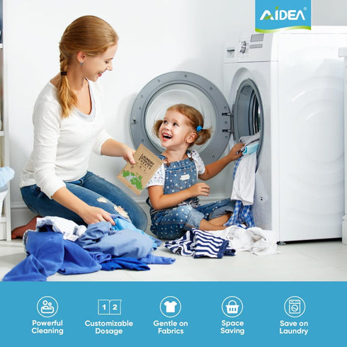 AIDEA Unscented Laundry Detergent Sheets, 200 Loads, 100 Sheets, Lightweight & Easy to Use for Travel