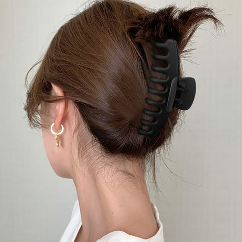 WHAVEL 6PCS Matte Plastic Large Black Hair Claw Clips, Non-slip Jaw Clips for Thick Hair, Women and Girls