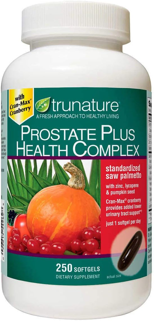 TruNature Prostate Plus Health Complex - Saw Palmetto with Zinc, 250 Softgels (1 Bottle)