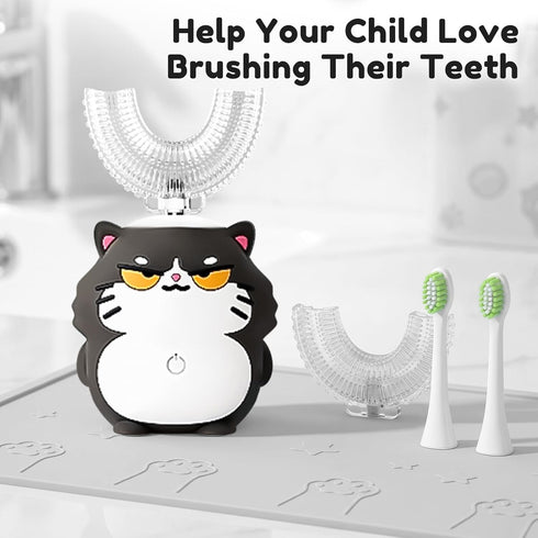 PVOGRT 360-Degree IPX7 Auto Sonic Baby Toothbrush Cartoon Dinosaur Kids U Shaped Electric Toothbrush Cleaning