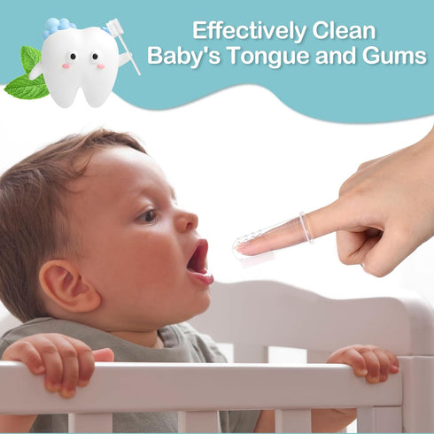 200 Pieces Baby Tongue Cleaner, Disposable Infant Oral Cleaner with Finger Toothbrush for Dental Care