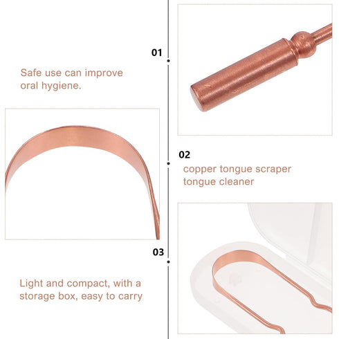 Travel Scraper, Copper Oral Cleaning Tool with Box for Adults & 1pcs (Golden) Travel Essentials