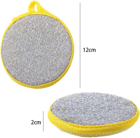 1pcs Durable Scrub Scouring Sponge Microfiber Scouring Scrubber Round Dish Washing Sponge Scrubber for Cleaning Dishes Pots,Random Color by Kopida
