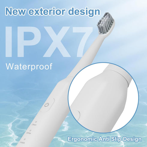 Set 5 5 50-Day IPX7 2-Min Sonic Electric Toothbrush for Adults, Modes Rechargeable Toothbrush with Brush Heads, Battery
