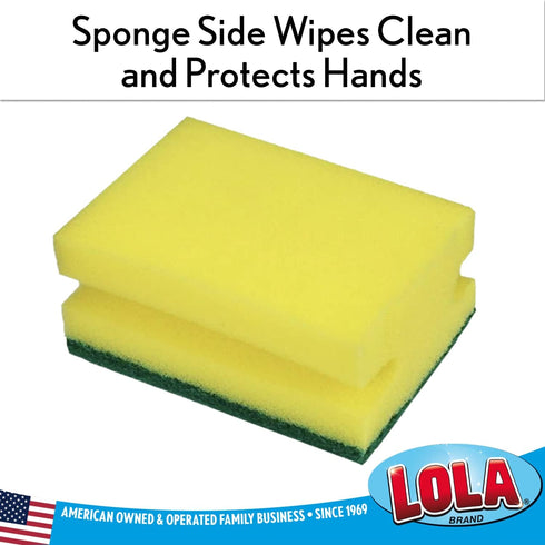 Lola Products Heavy Duty Dual Purpose Non-Scratch Scouring Sponge, 6-Pack, 3.75" x 2.75" x 1.875"