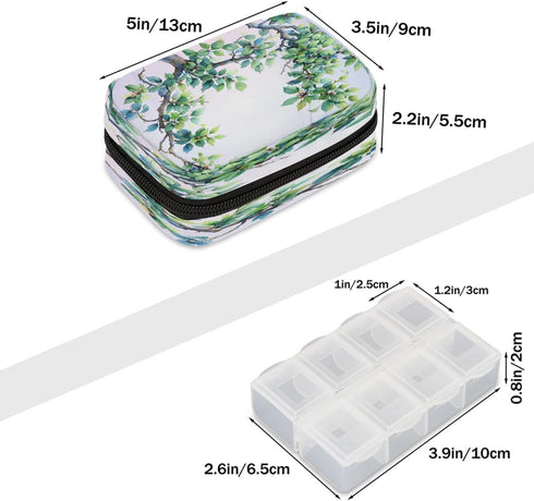 Skerhhux 7 Plant Tree Green Pill Case Travel Pill Organizer Weekly Day Portable with Zipper Medicine Box Pill Case