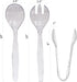 VeZee Set 10" 10" 3 Set| 60 Count 's Plastic Serving Utensils, Clear Heavy Duty Disposable utensil | Spoons Forks |