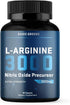 L-Arginine 3000mg Nitric Oxide Supplement for Men and Women - Non-GMO Vegan Capsules for Circulation, Energy,