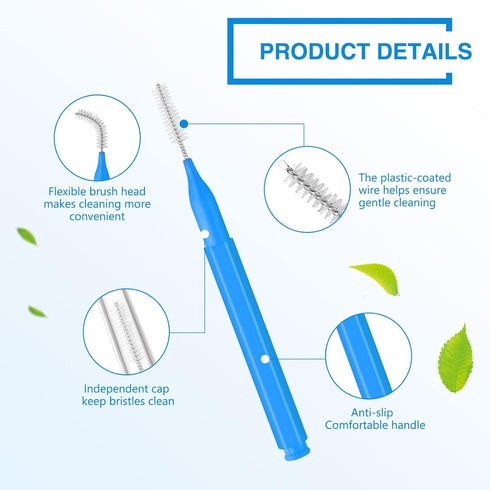 200 Pcs Interdental Brushes Braces Brush for Cleaner, 5 Colors, 5 Sizes, Soft Dental Tooth Flossing Head