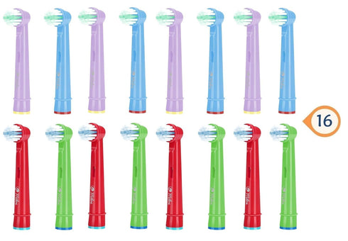 Kids Replacement Toothbrush Heads - 16 Pack Milos Extra Soft Bristles Compatible with Oral B Electric Braun