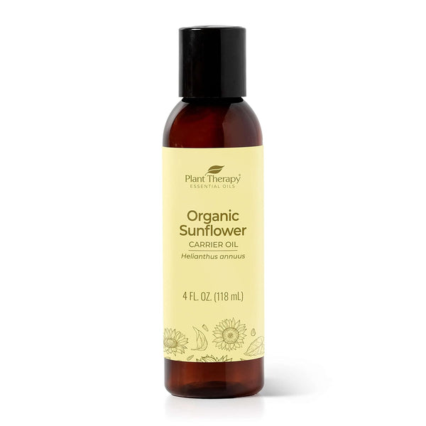 Plant Therapy Organic Sunflower Carrier Oil, 4 oz Base Oil for Aromatherapy