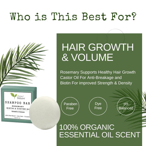 /liv/Nature Shampoo Bar | Growth, Volume & Thickening for Thinning Hair | Rosemary, Biotin & Castor Oil | 1-pk