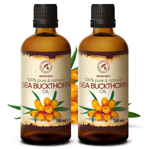 Sea Buckthorn Oil, 2pack of 2 x 3.4oz, Cold Pressed, Pure & Natural Carrier Oil for Hair, Face, Body Care