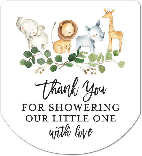 InvitationHouse Baby Shower Hand Sanitizer Favor Stickers - Set of 60 Labels (Jungle