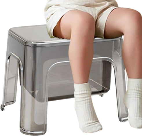 Generic Clear Acrylic Stool - Clear Portable Chair for Bedside and Vanity with