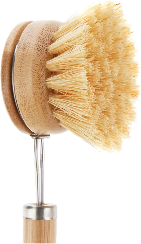 Set 5-Piece Set 2 Tieralia Bamboo Dish Brush Gift Kitchen Cleaning with Bottle Brush, Round Scrub Brush, Palm Brush