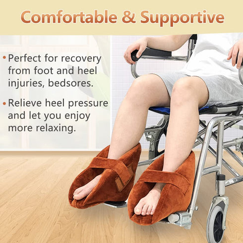 Heel Protectors Cushion for Bed Sores (1 Pair), Foot Pillows for Pressure Ulcers, Ankle Protector Pillow