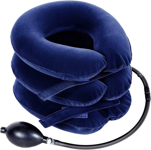 S Cervical Neck Traction Device for Instant Neck Pain Relief, Inflatable & Adjustable Neck Support Brace, Blue