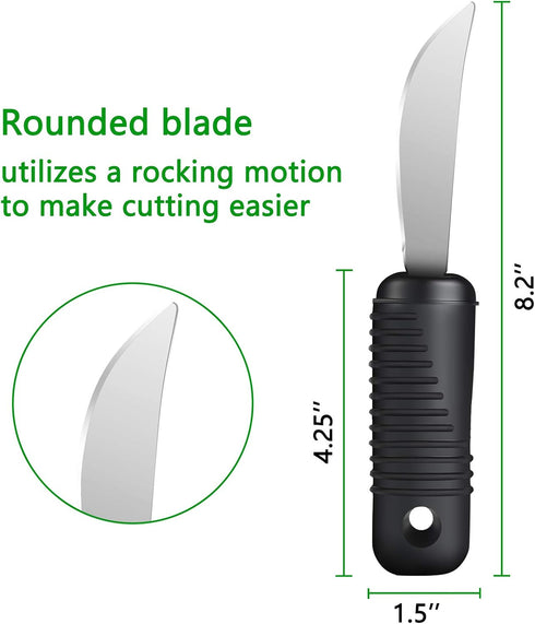 YPC Adaptive Utensils, Easy Grip Silverware, Built-Up Fork, Spoon, Rocker Knife for Adults with Arthritis, 3 Piece Set