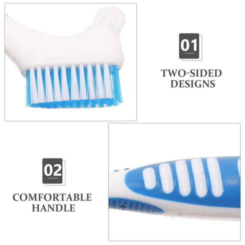 Healeved 2 Sets Denture with Toothbrush Cases, Small Double-Side Assorted Color Denture Cleaning