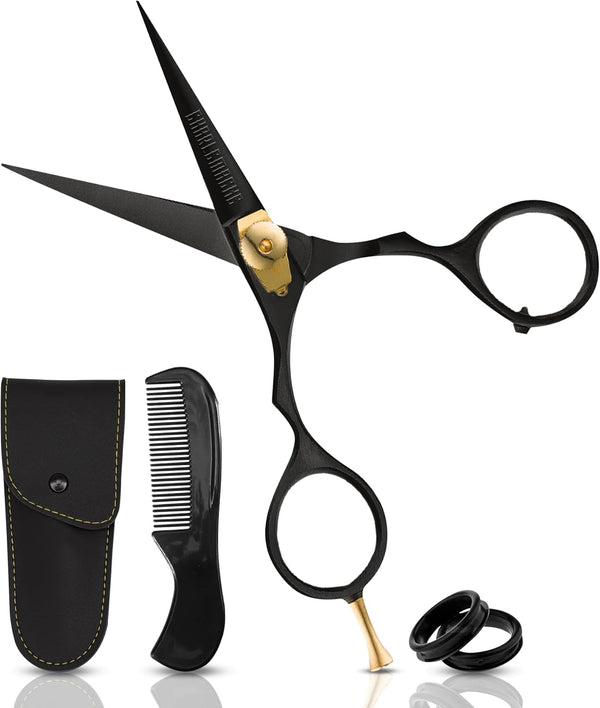 Premium Hand-Forged Japanese Steel Hair Beard Moustache Scissors, 5.5 Inch for Grooming