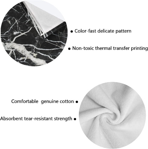 Naanle 3 Set Set 1 1 1 Pack 3 Black and White Marble Towel Piece Bath Towels for Bathroom Highly Absorbent Cotton
