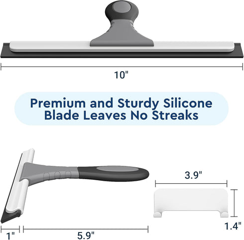 Detachable Silicon Shower Squeegee for Glass, Door, Mirror, Windows & Tile Walls, Portable Clean Tools with Hook &