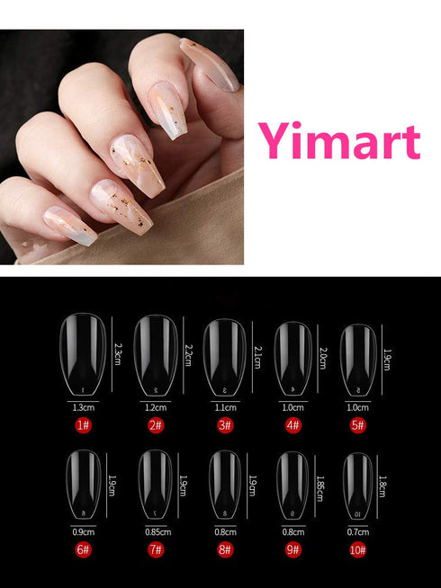 YIMART Coffin Fake Nails 500pcs Ballerina Acrylic Nails Full Cover, Ballet Shape Artificial False Nail Tips for