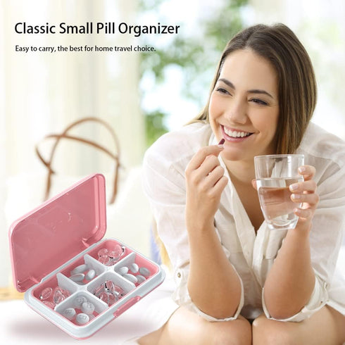 Daily Pill Organizer, Dtouayz Travel Pill Case - Waterproof 6 Compartment Medicine Holder for Vitamins and Supplements