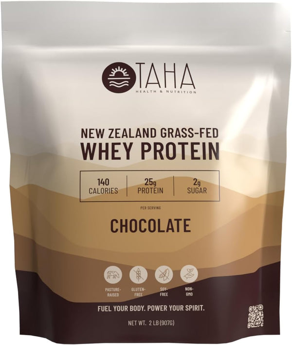 Taha Health & Nutrition Chocolate Whey Protein Concentrate Powder, 25g Protein, 2LB, Gluten Free